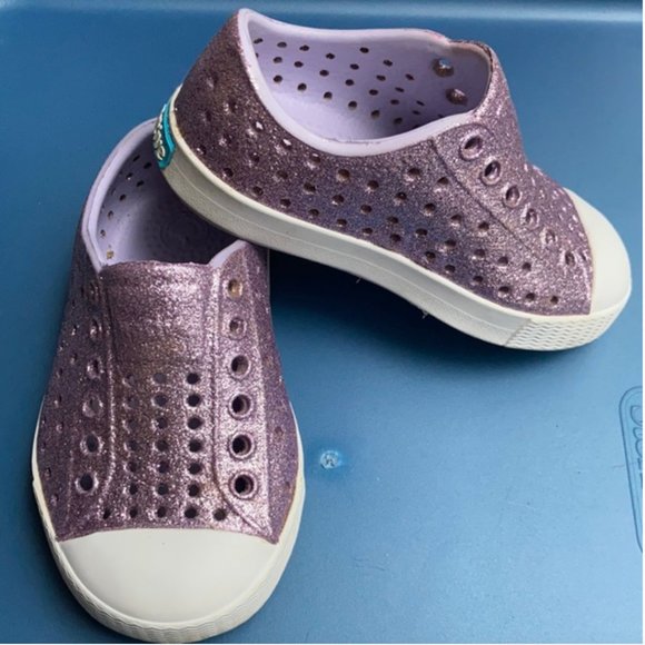 NATIVE *Rare* Jefferson Kid's Purple Glitter Jefferson Sneakers C5 - Picture 5 of 5